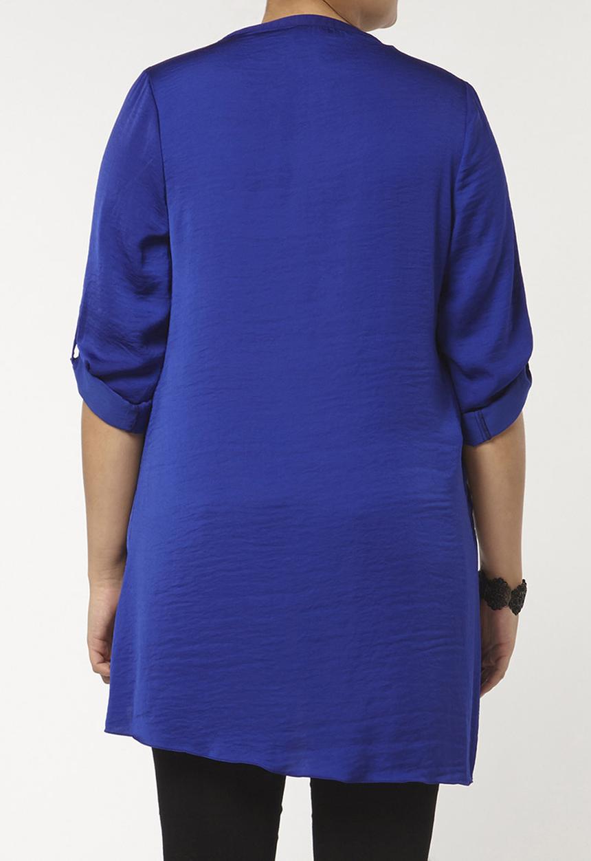 EVANS - Asymmetric Hem Shirt Blue