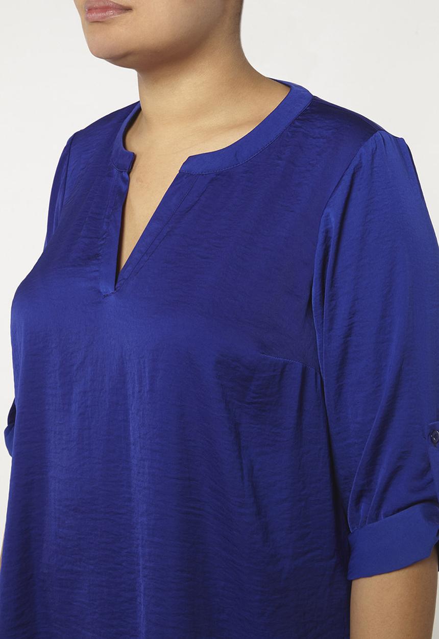 EVANS - Asymmetric Hem Shirt Blue