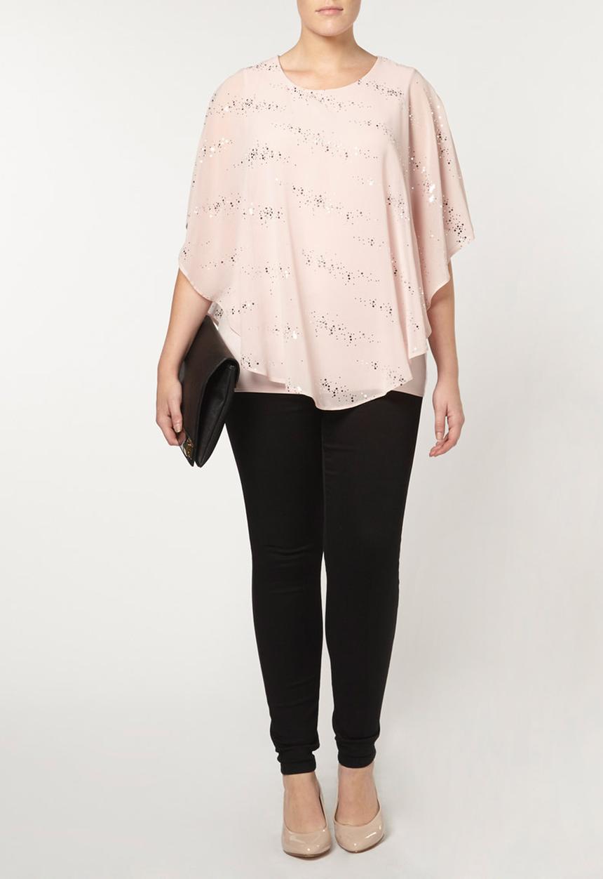 EVANS - Poncho Blouse Pale Pink