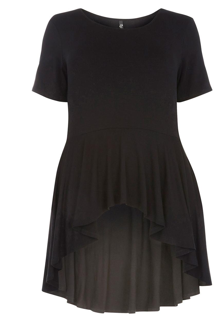 EVANS - Dipped Hem Top Black