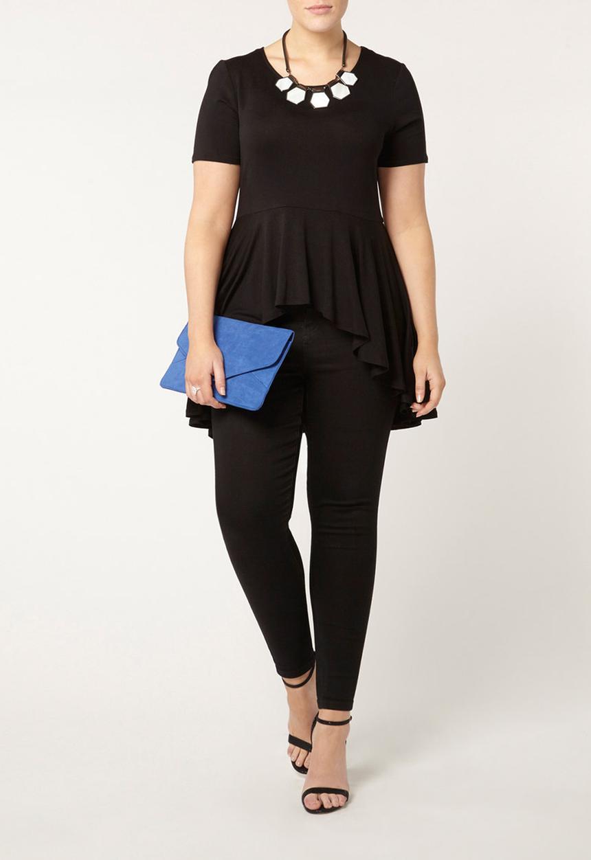 EVANS - Dipped Hem Top Black