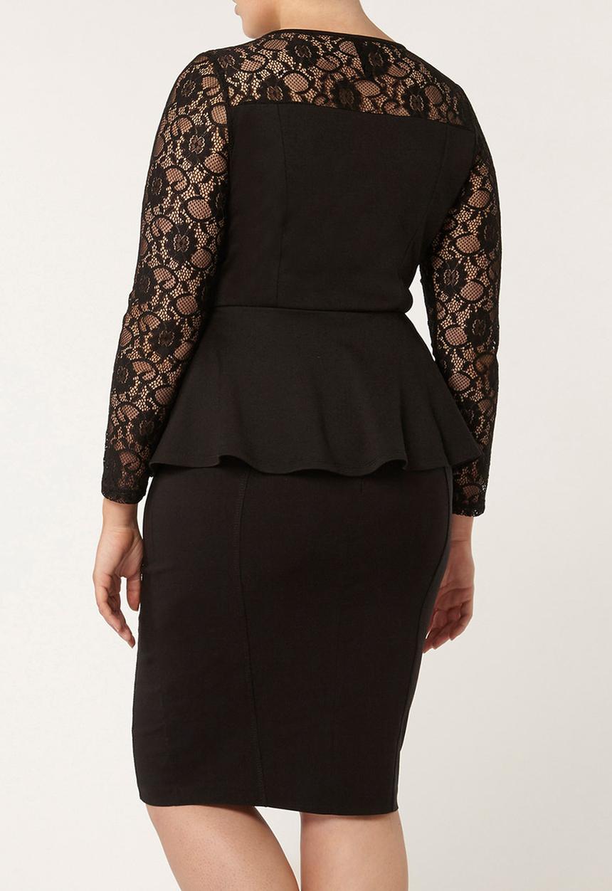EVANS - Hourglass Fit Peplum Top Black