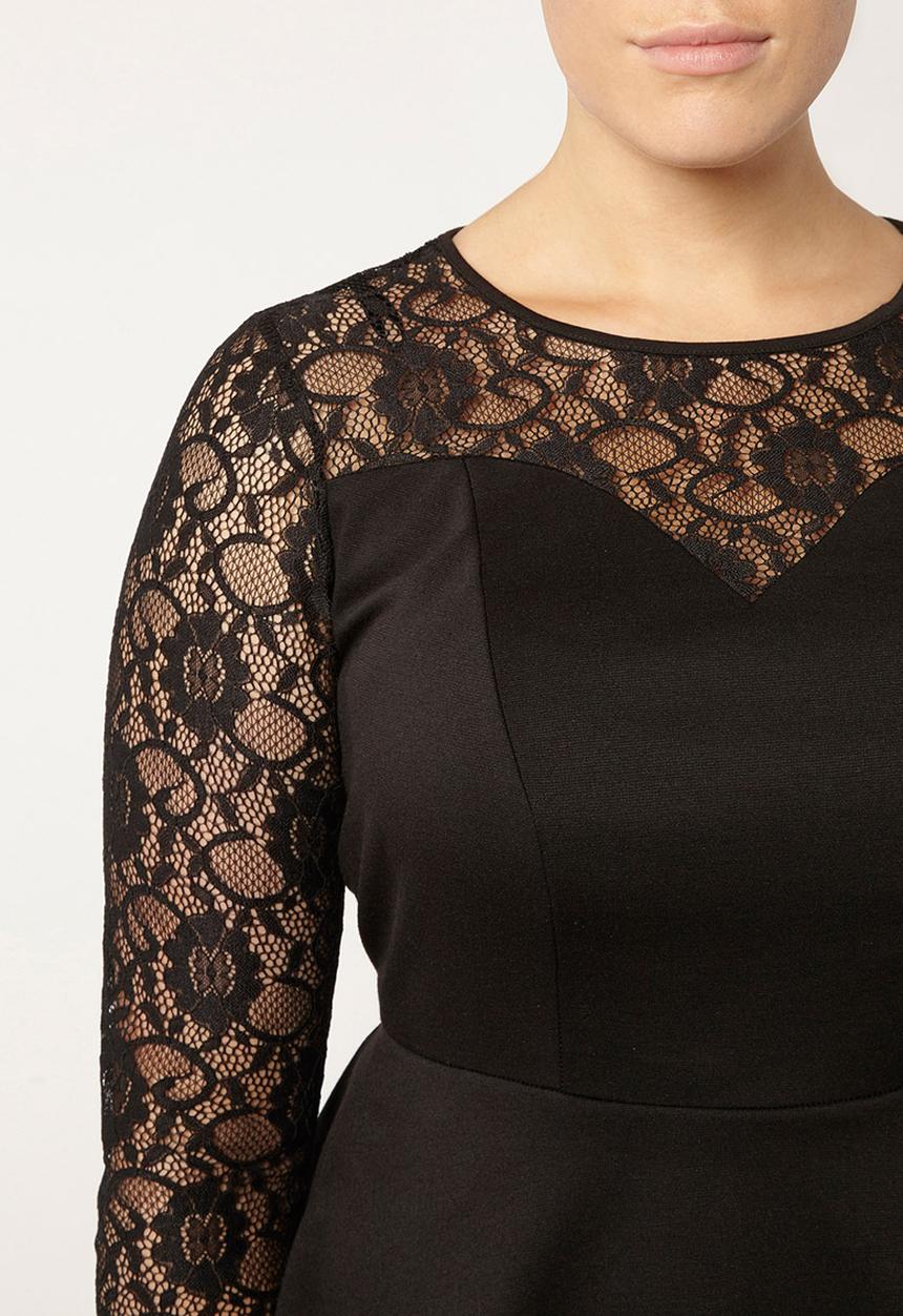 EVANS - Hourglass Fit Peplum Top Black
