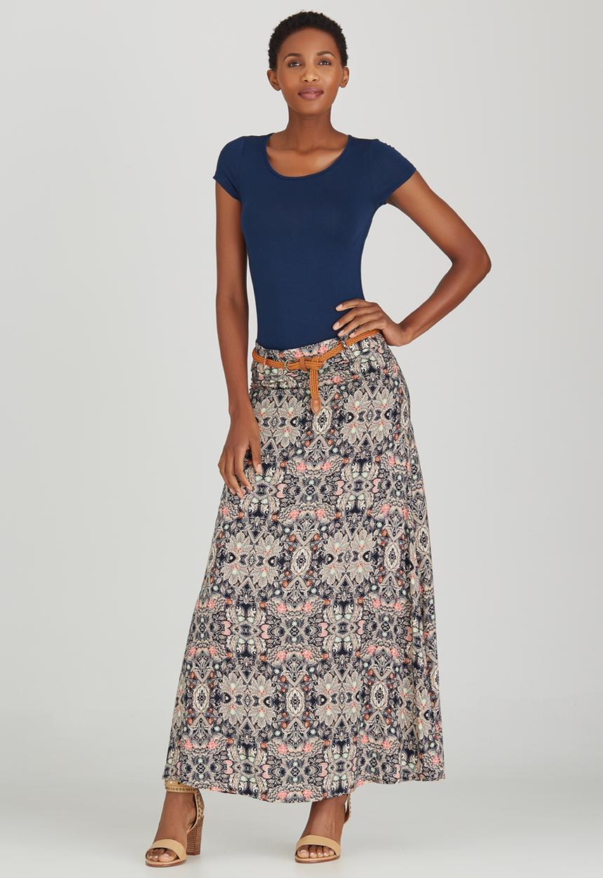 Revenge - All-over Print Maxi Skirt Mid Pink