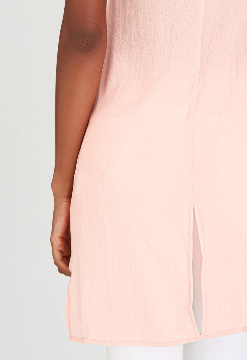 Revenge - Sleeveless Top with Hi-lo Hem Coral