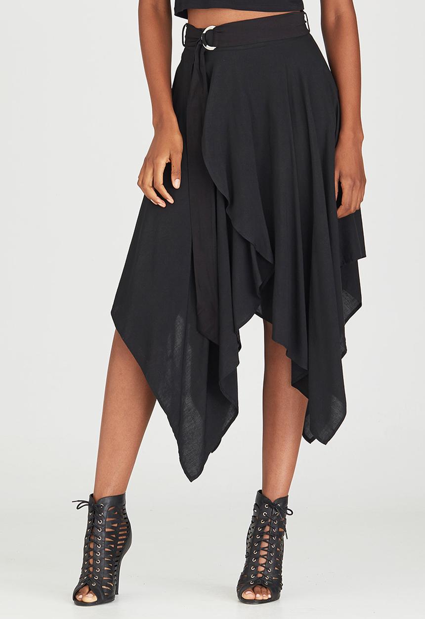 STYLE REPUBLIC - Hanky Hem Midi Skirt Black