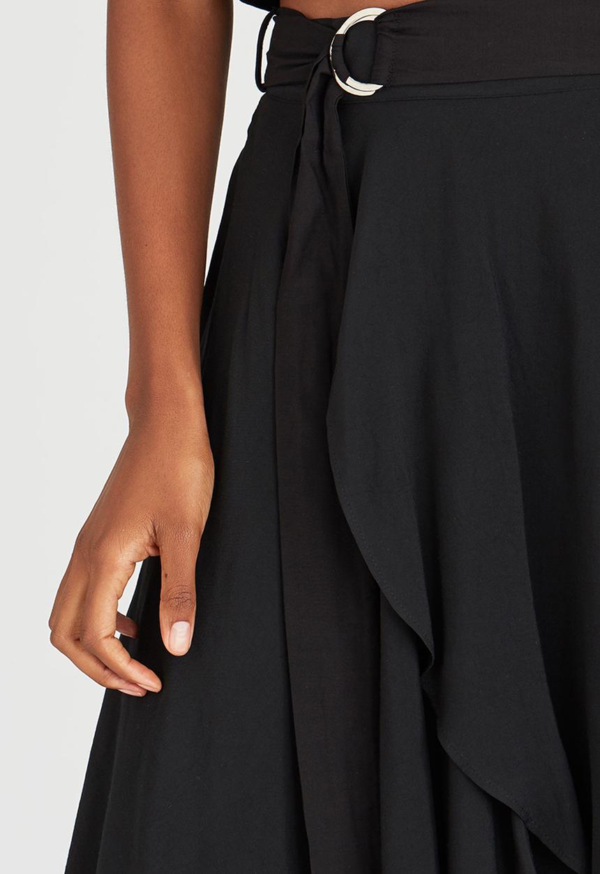STYLE REPUBLIC - Hanky Hem Midi Skirt Black