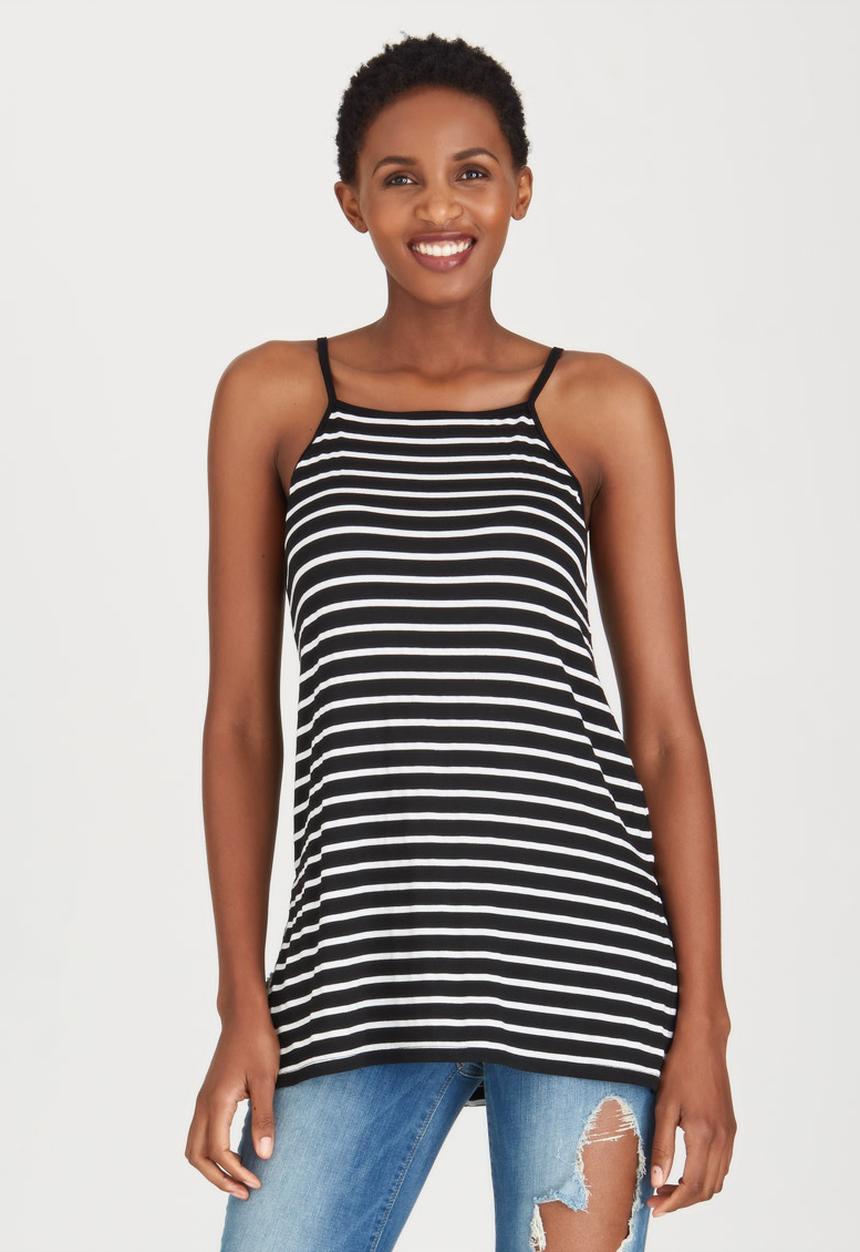 c(inch) - Longer Length Cami Black and White