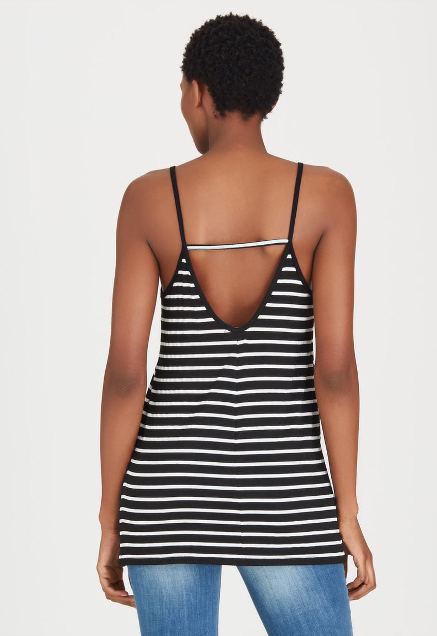 c(inch) - Longer Length Cami Black and White
