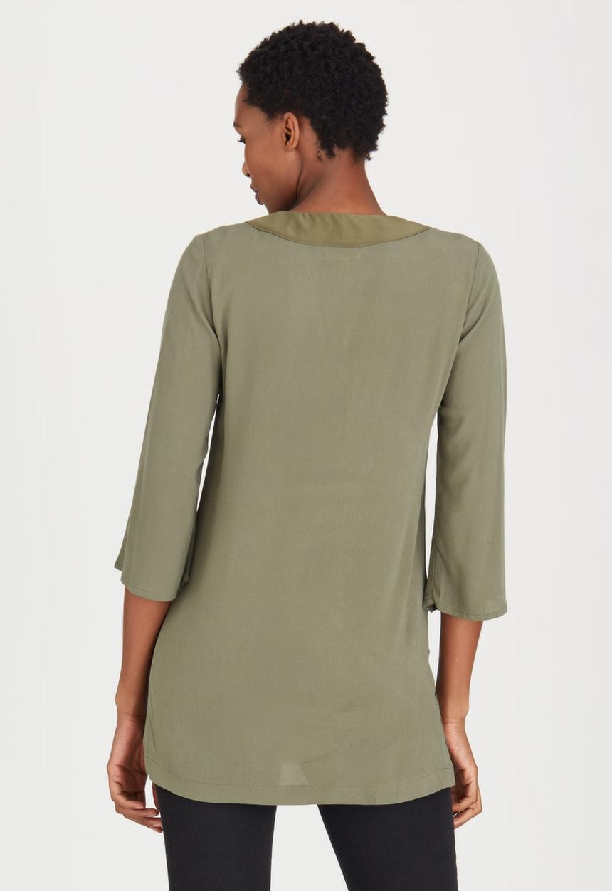 edit - V-neck Tunic Khaki Green