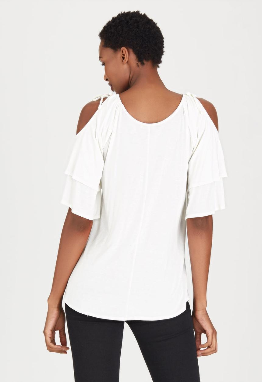 edit - Bell Cold-shoulder Top Milk