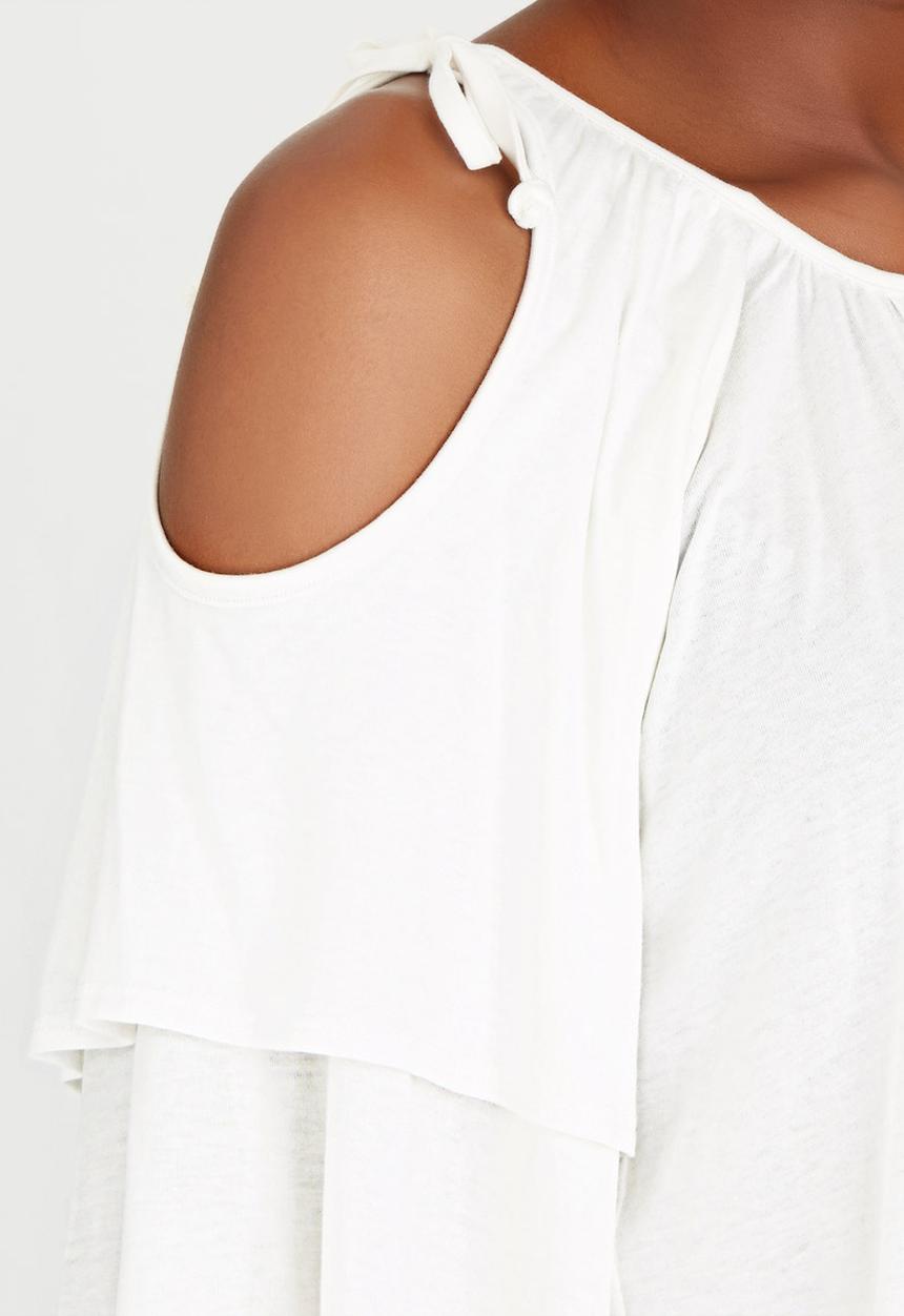 edit - Bell Cold-shoulder Top Milk