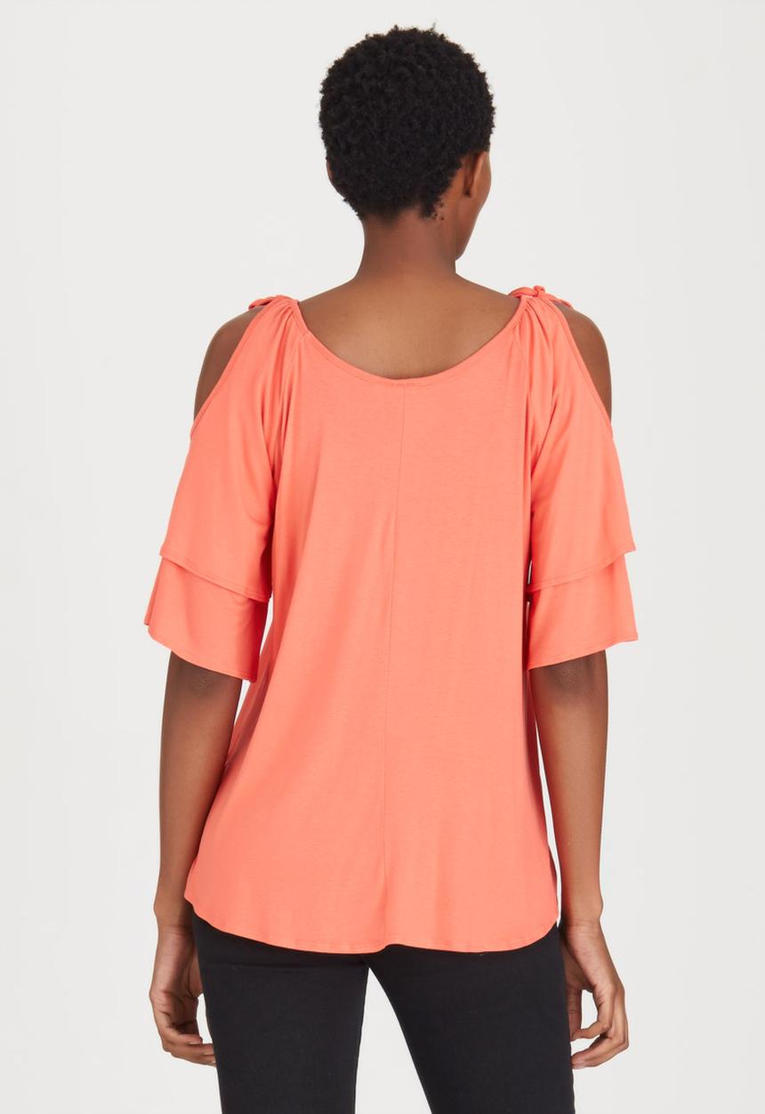 edit - Bell Cold-shoulder Top Coral
