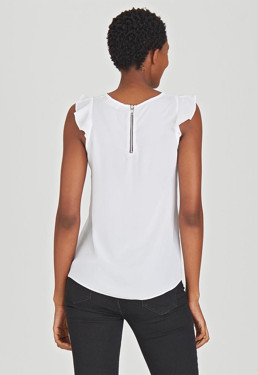 edit - Frill Front Sleeveless Blouse White