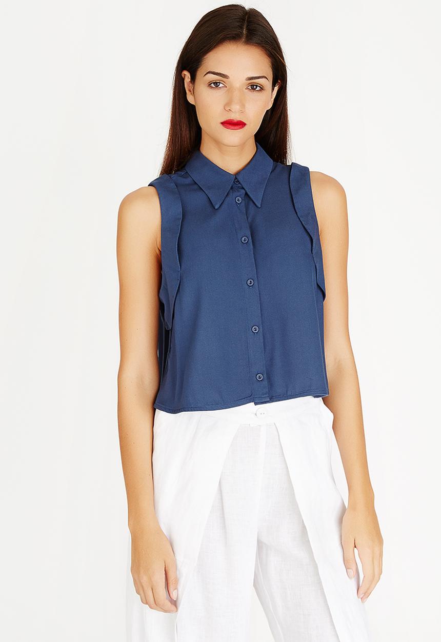 AMANDA LAIRD CHERRY - Fezile Sleeveless Shirt Blue