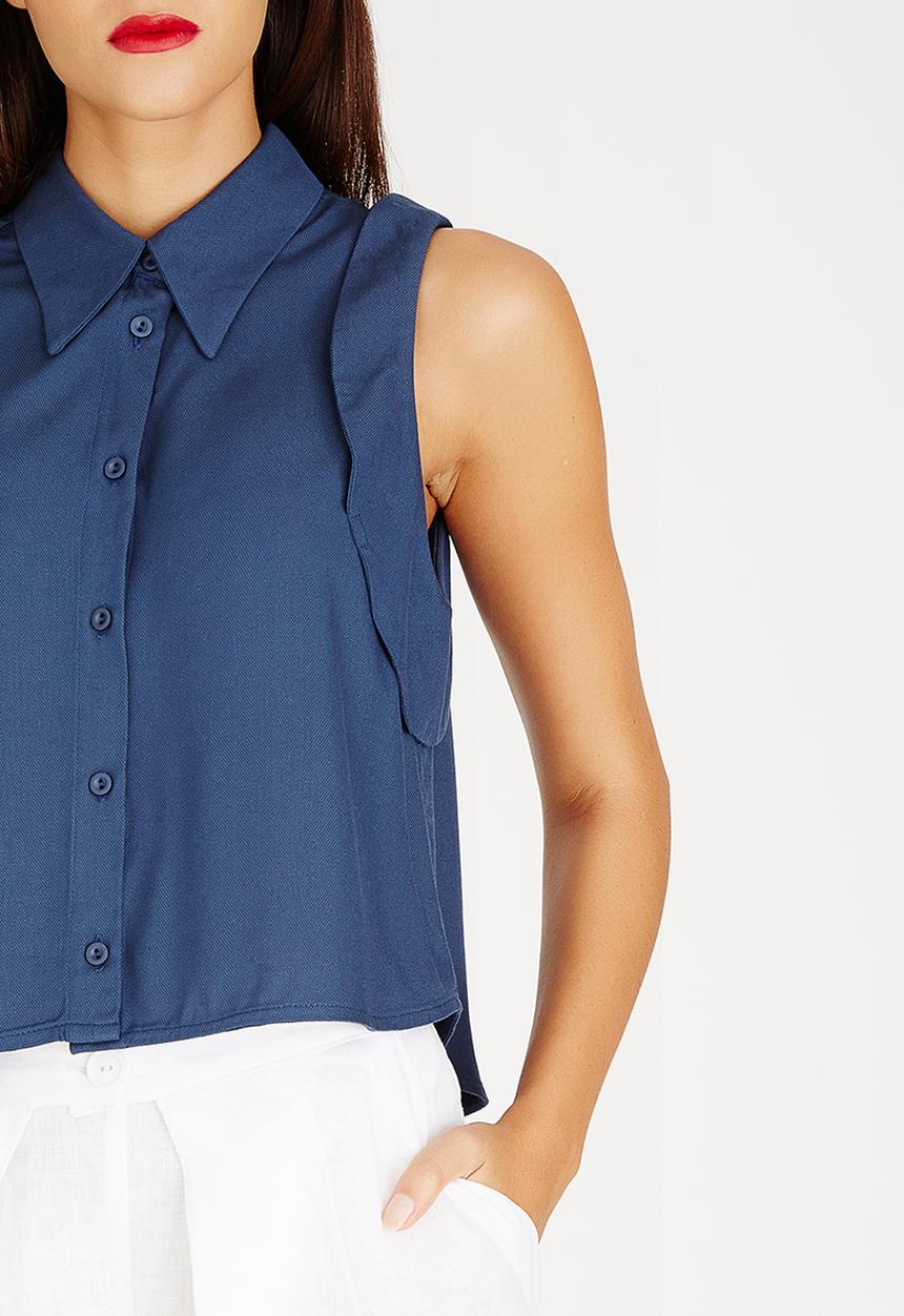 AMANDA LAIRD CHERRY - Fezile Sleeveless Shirt Blue