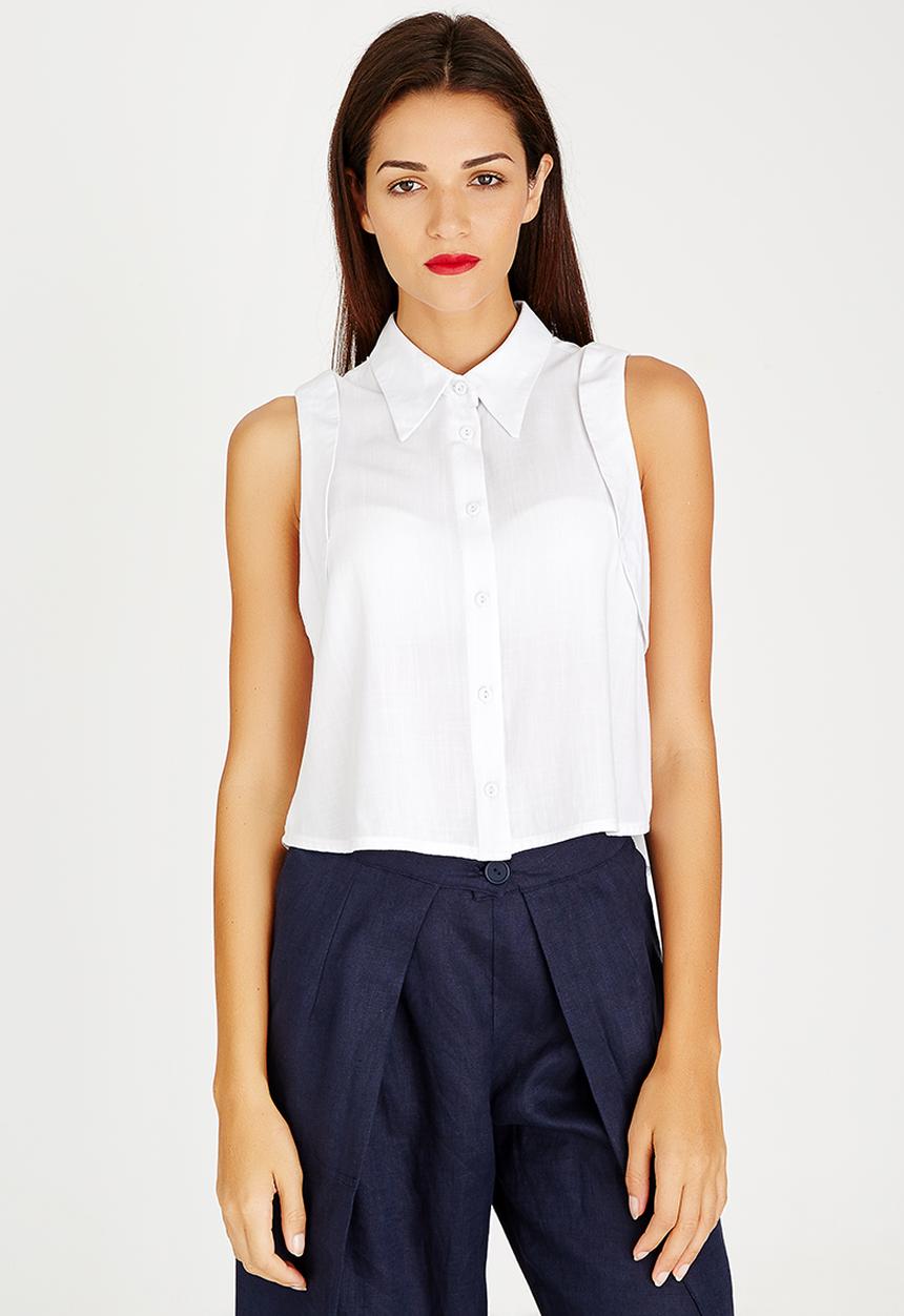AMANDA LAIRD CHERRY - Fezile Sleeveless Shirt White