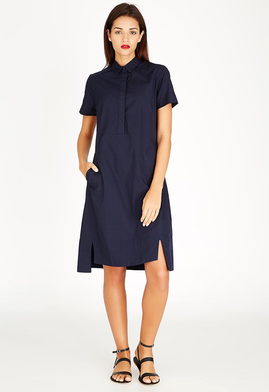 AMANDA LAIRD CHERRY - Nolwazi Linen Longline Shirt Navy
