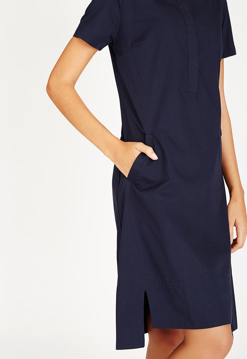 AMANDA LAIRD CHERRY - Nolwazi Linen Longline Shirt Navy