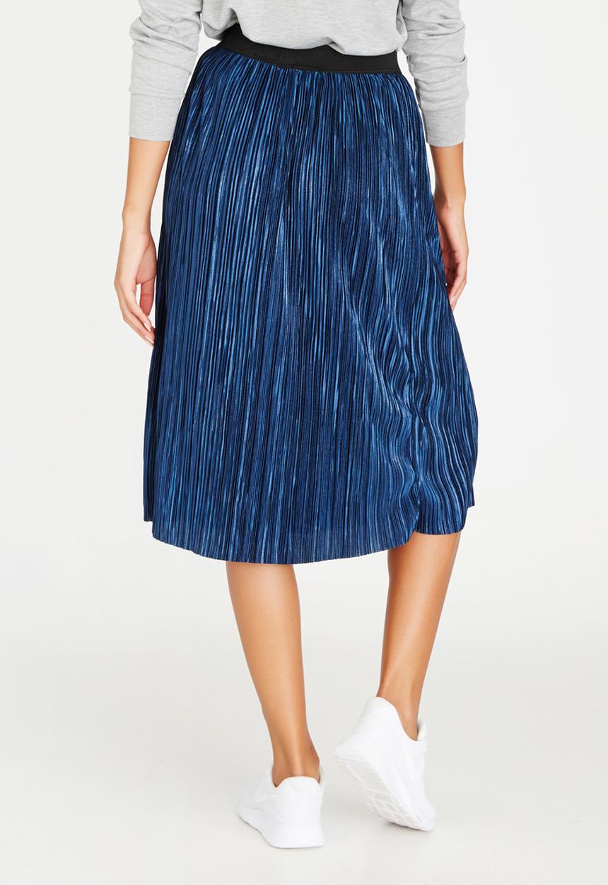 STYLE REPUBLIC - Metallic Midi Skirt Dark Blue