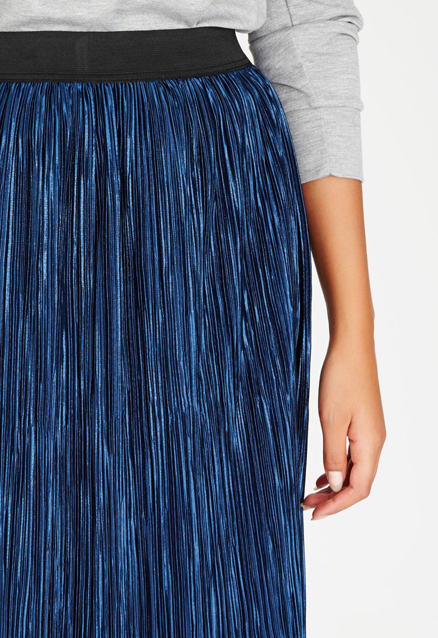 STYLE REPUBLIC - Metallic Midi Skirt Dark Blue