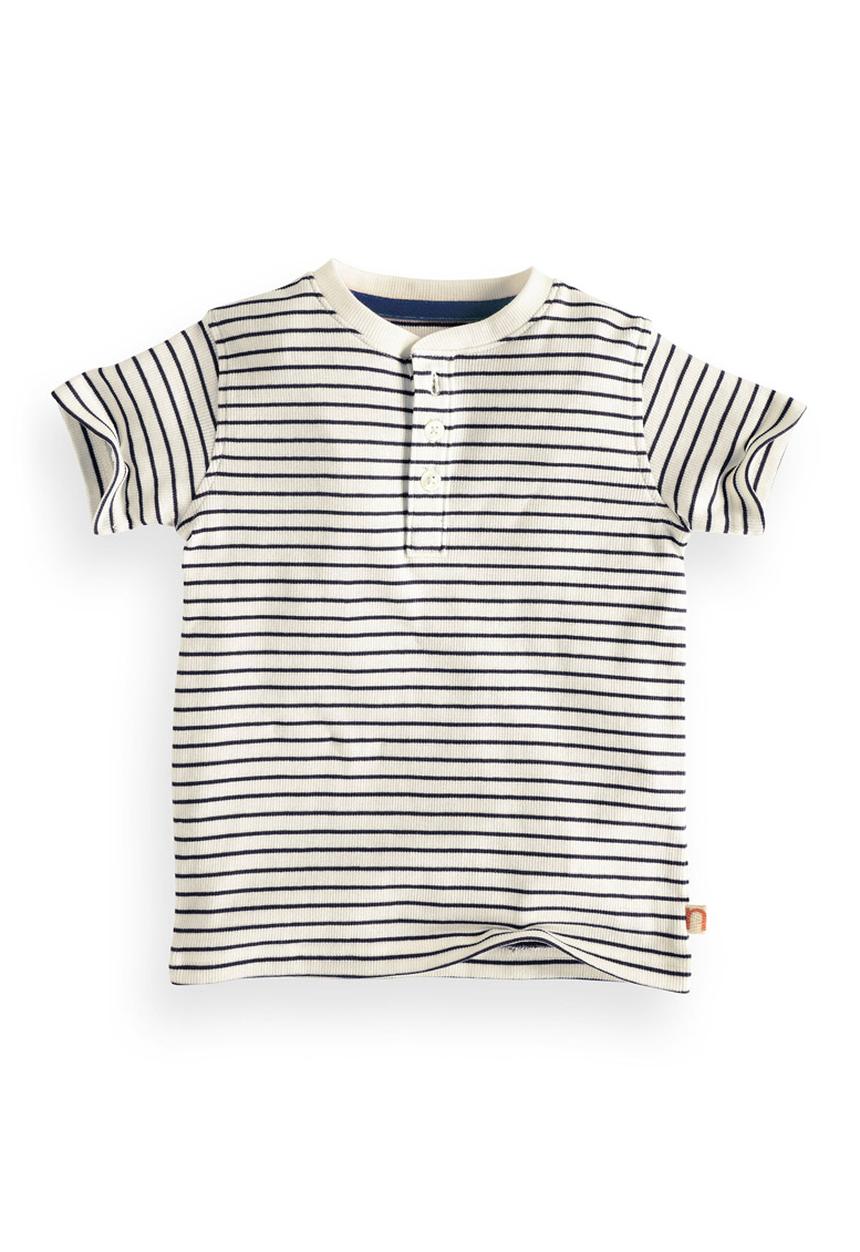 Next - Striped grandad t-shirt Blue and White