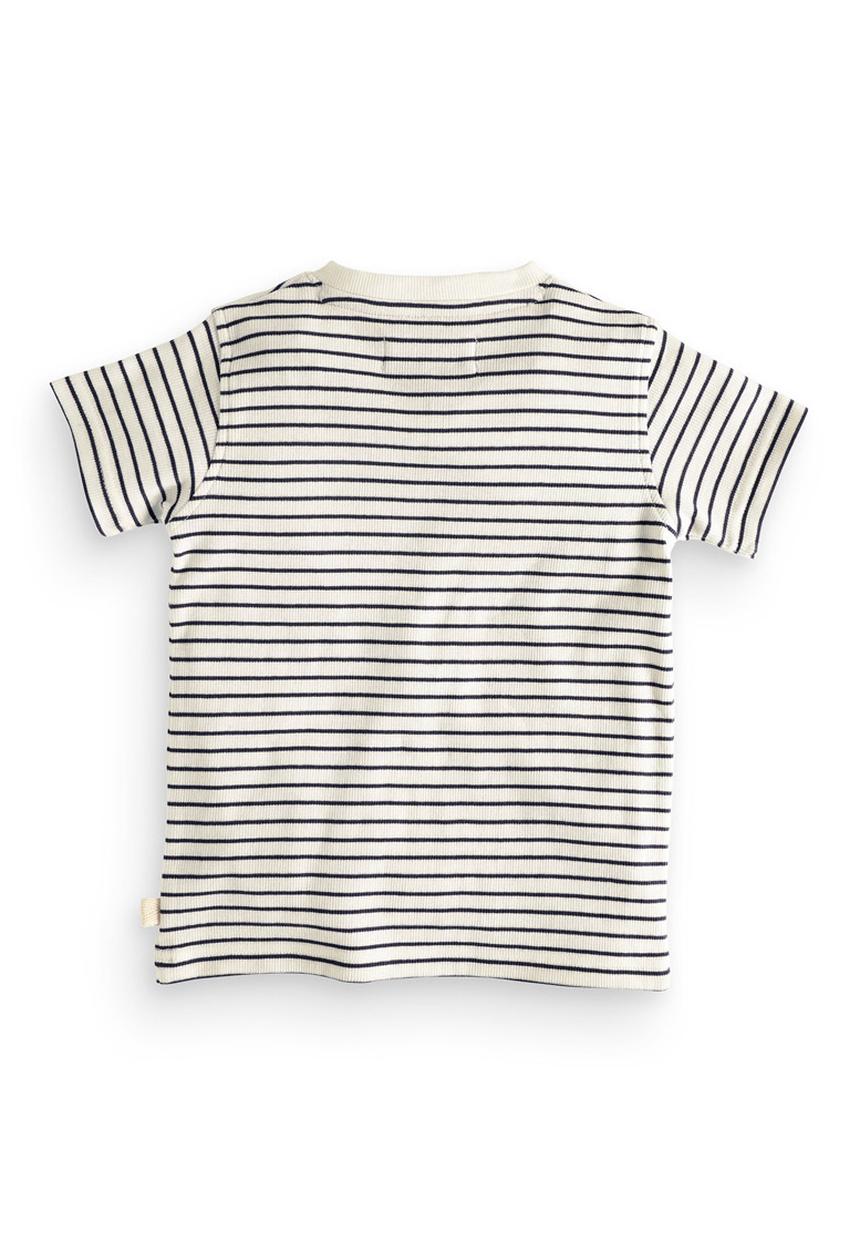 Next - Striped grandad t-shirt Blue and White