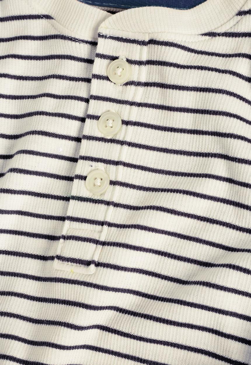 Next - Striped grandad t-shirt Blue and White