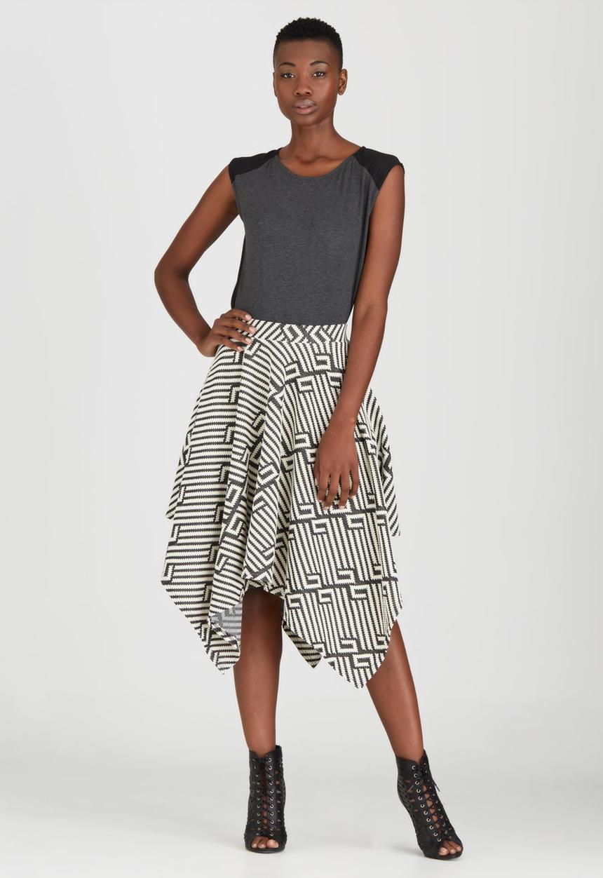 Kate Jordan - Hanky All Over Print Skirt Black and White