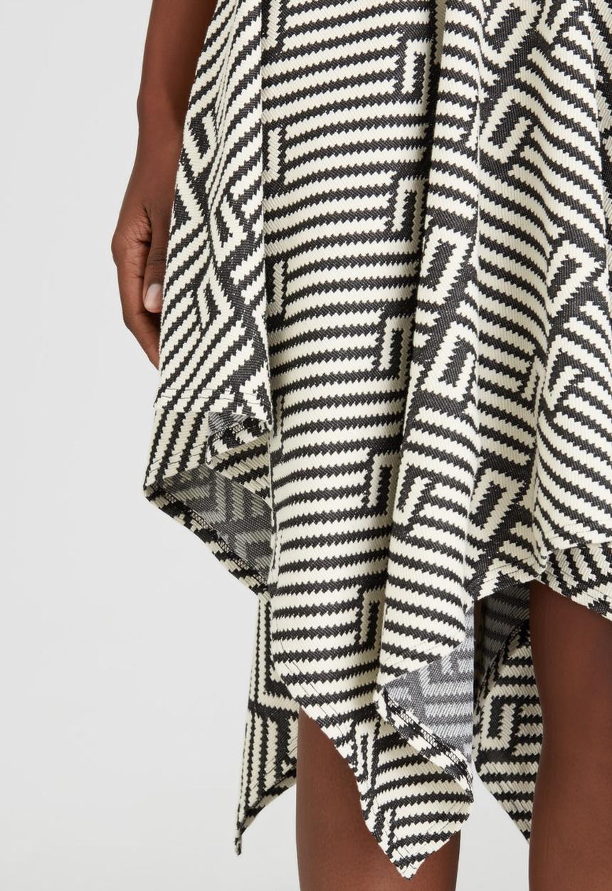 Kate Jordan - Hanky All Over Print Skirt Black and White