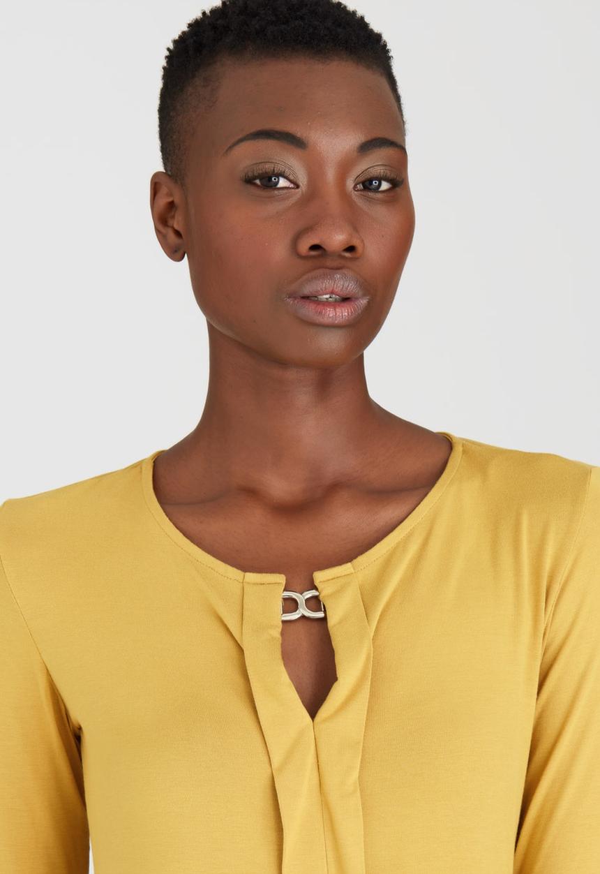 Kate Jordan - Smart Pleated Top Yellow