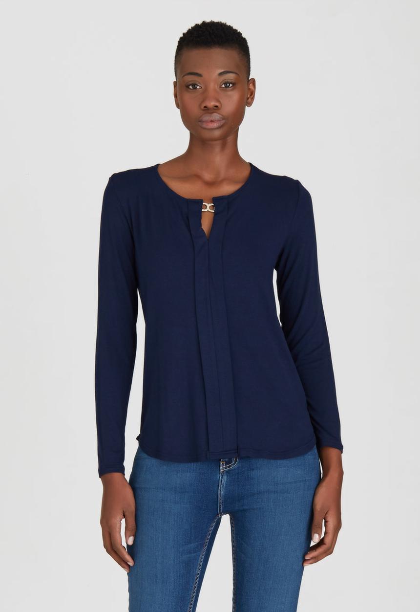 Kate Jordan - Smart Pleated Top Navy