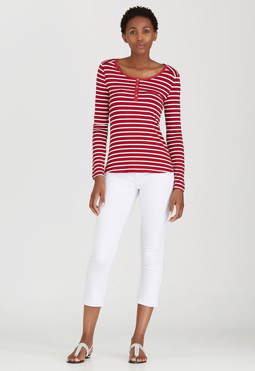 cath.nic - Nautical Stripe Knit Top Dark Red
