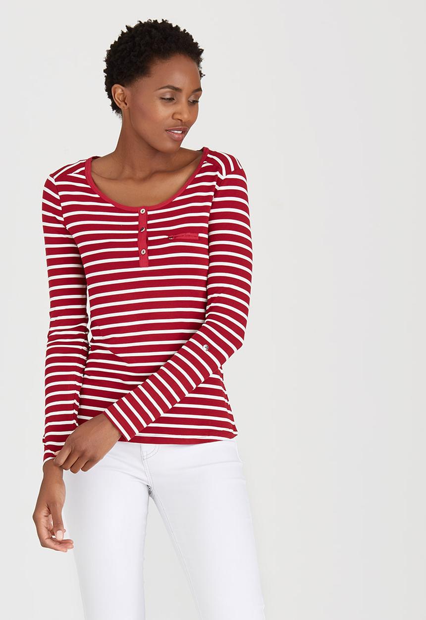 cath.nic - Nautical Stripe Knit Top Dark Red