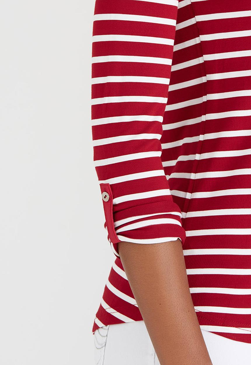 cath.nic - Nautical Stripe Knit Top Dark Red
