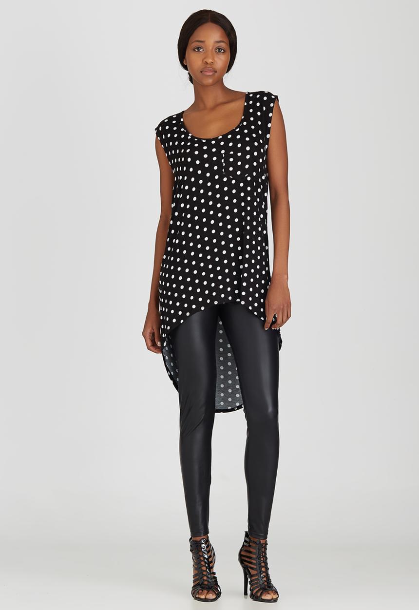 c(inch) - High Low Tank Top Black and White