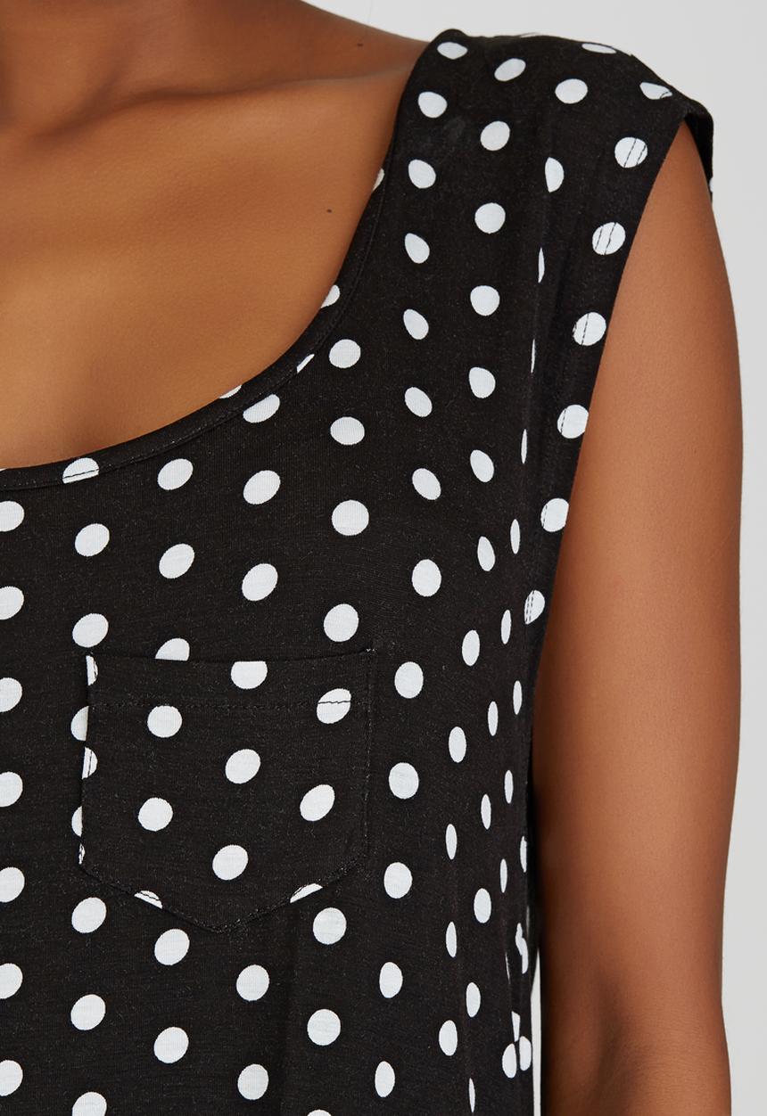 c(inch) - High Low Tank Top Black and White