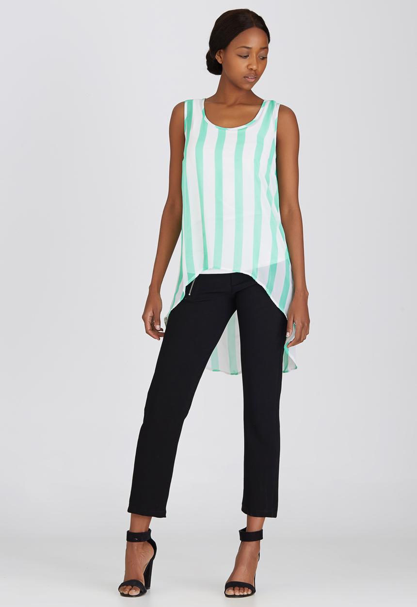 edit - High-low Sleeveless Blouse Light Green