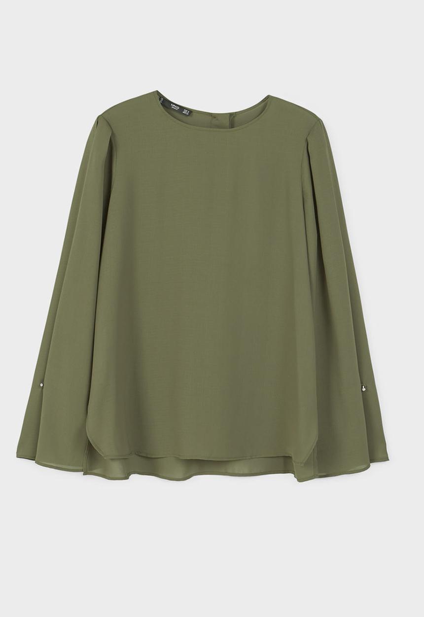 MANGO - Flared Sleeve Blouse Khaki Green