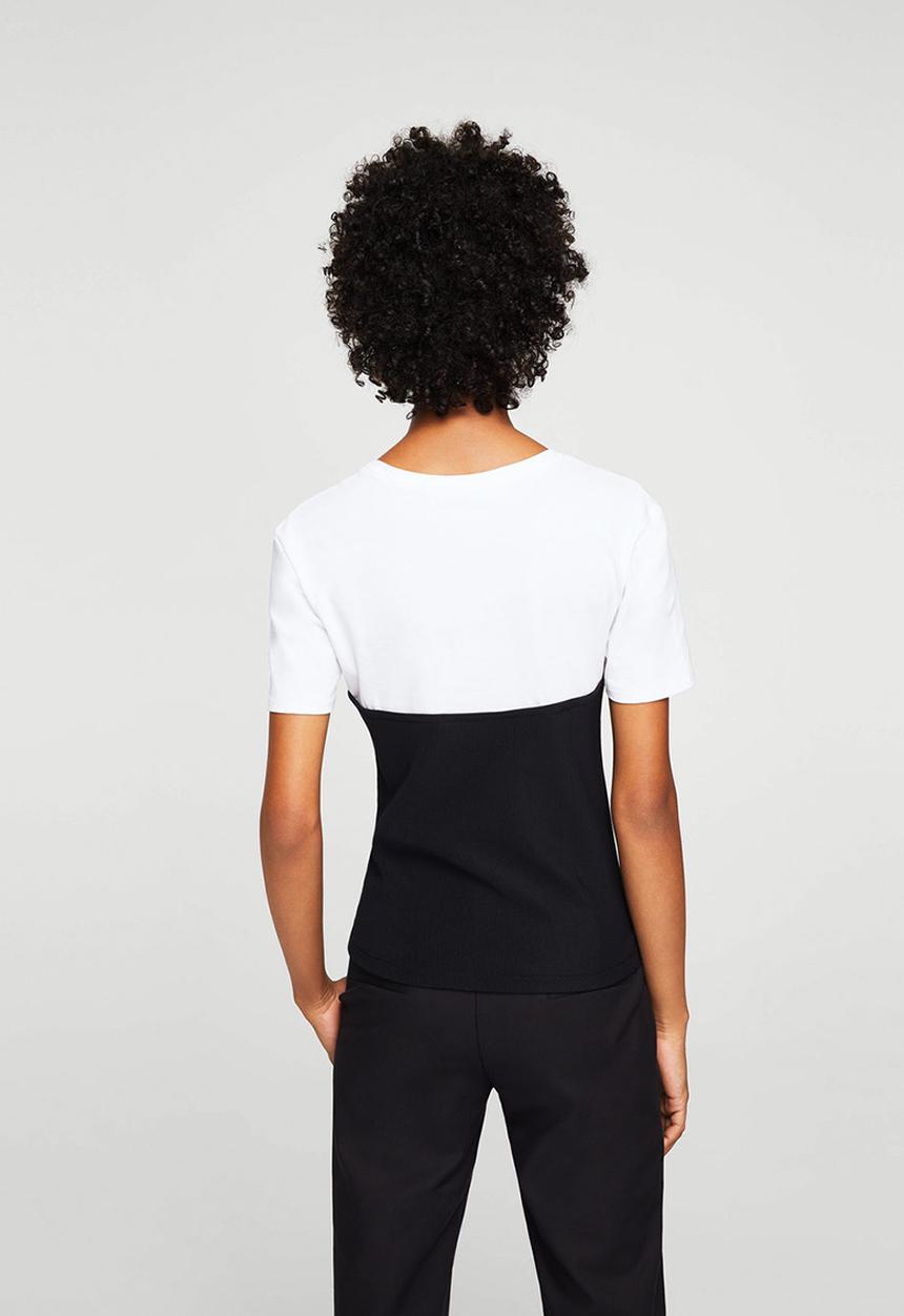 MANGO - T-shirt with Corset Detail Black