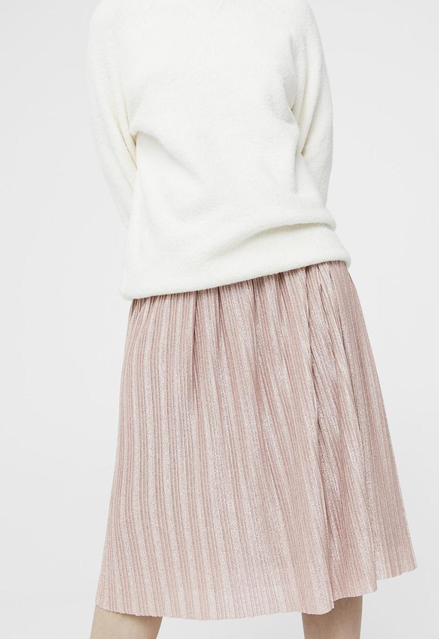 MANGO - Metallic Pleated Skirt Rose