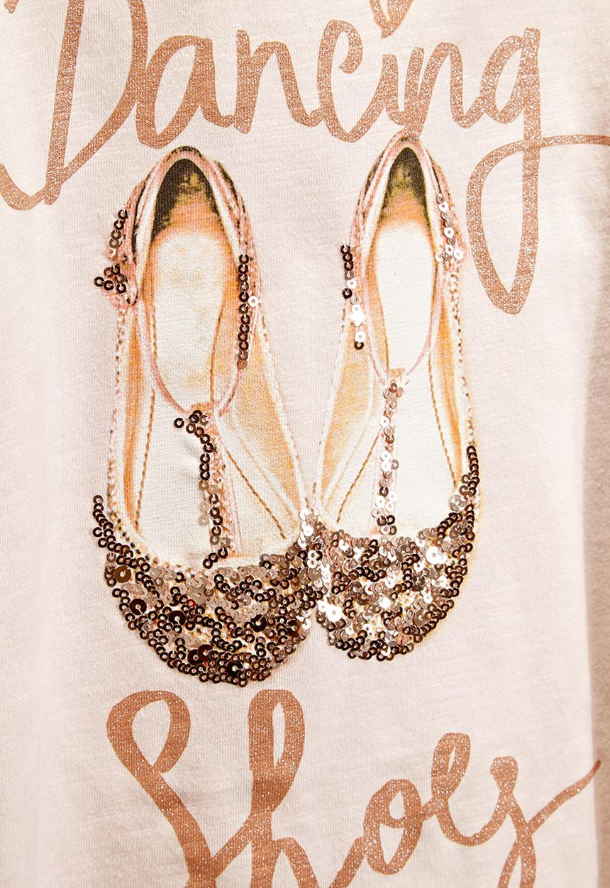 Next - Pink Sparkly Ballet Shoes T-Shirt Pale Pink