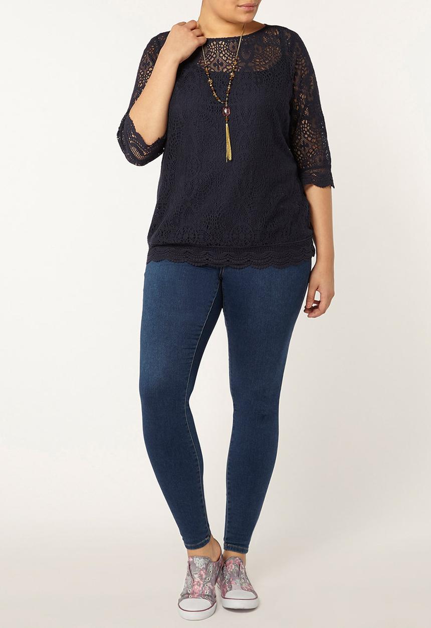 EVANS - Lace Blouse Navy