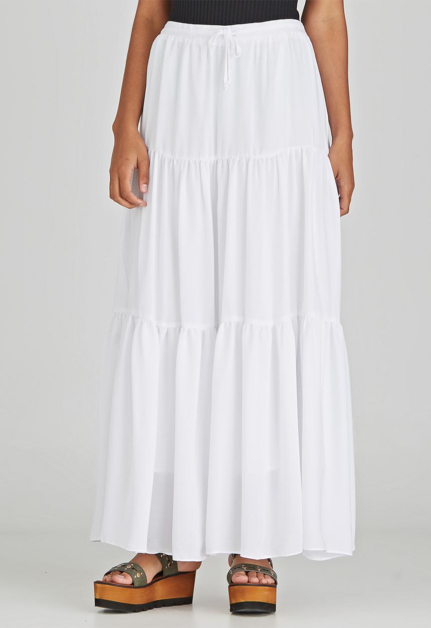 c(inch) - Tiered Maxi Skirt White