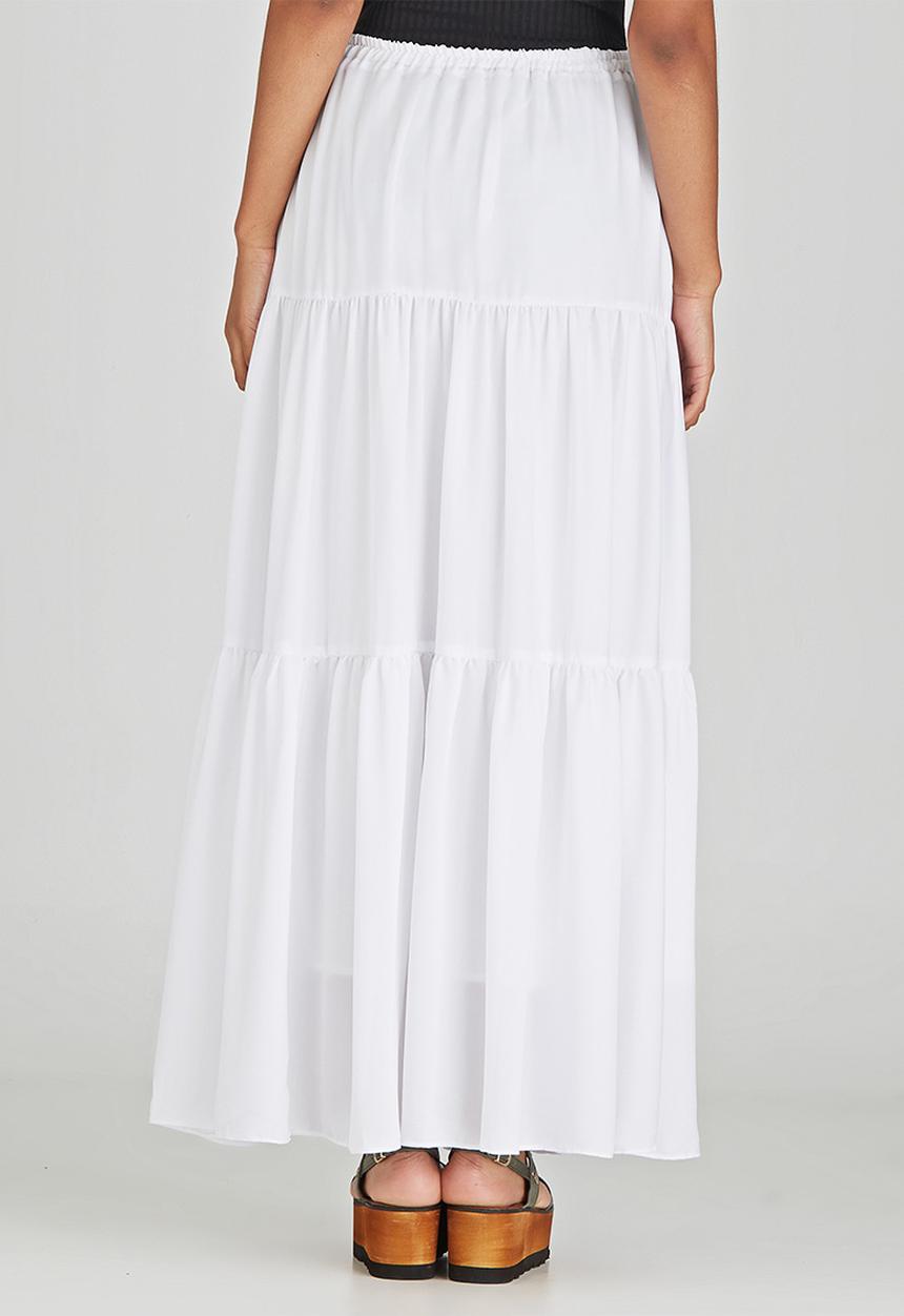 c(inch) - Tiered Maxi Skirt White