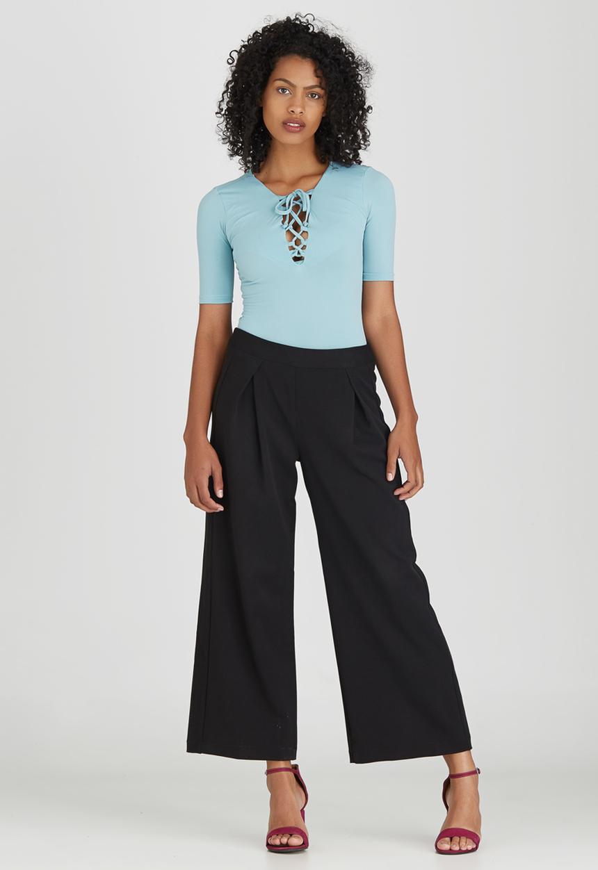 STYLE REPUBLIC - Lace-up Bodysuit Pale Blue