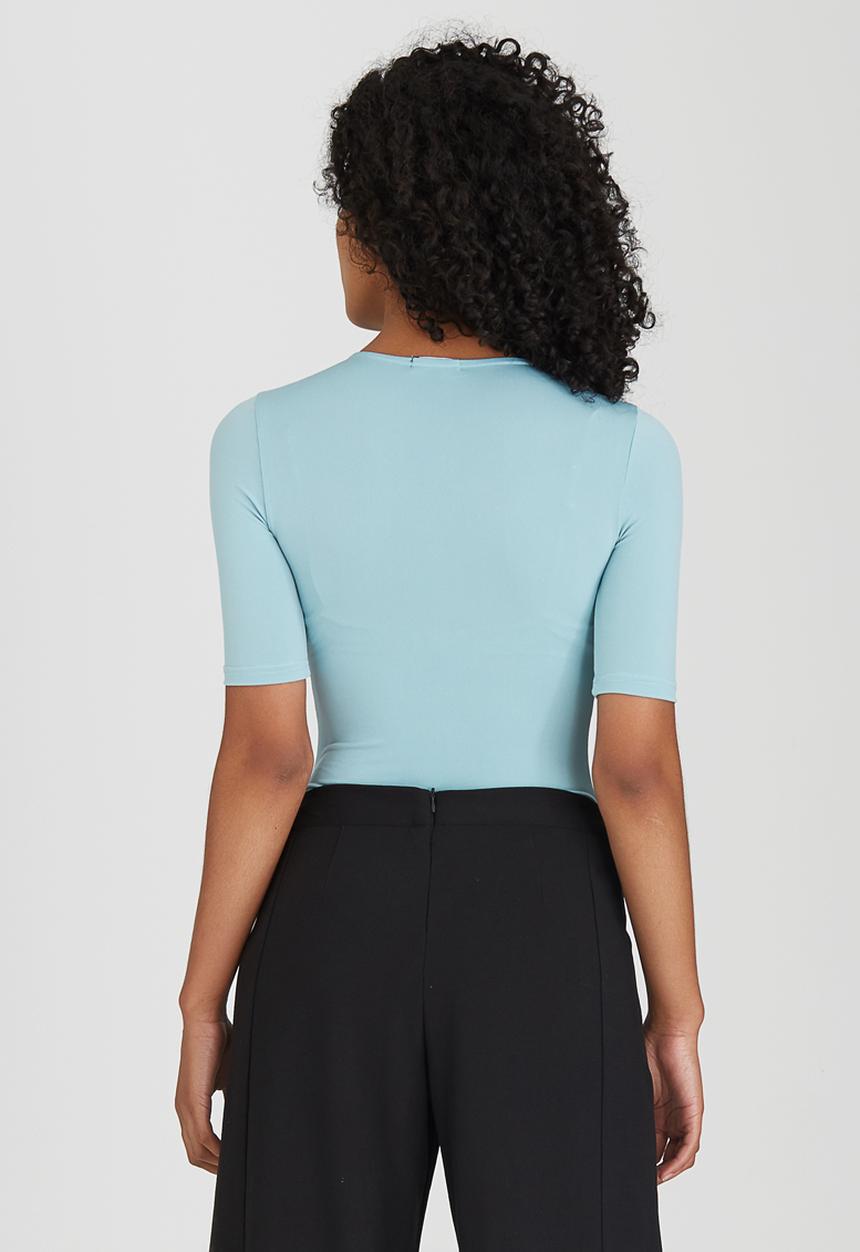 STYLE REPUBLIC - Lace-up Bodysuit Pale Blue