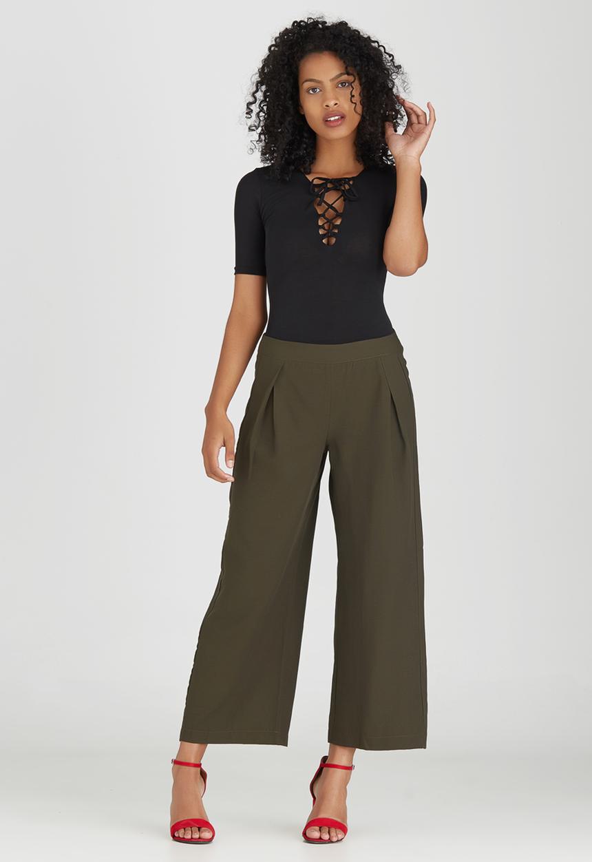 STYLE REPUBLIC - Lace-up Bodysuit Black