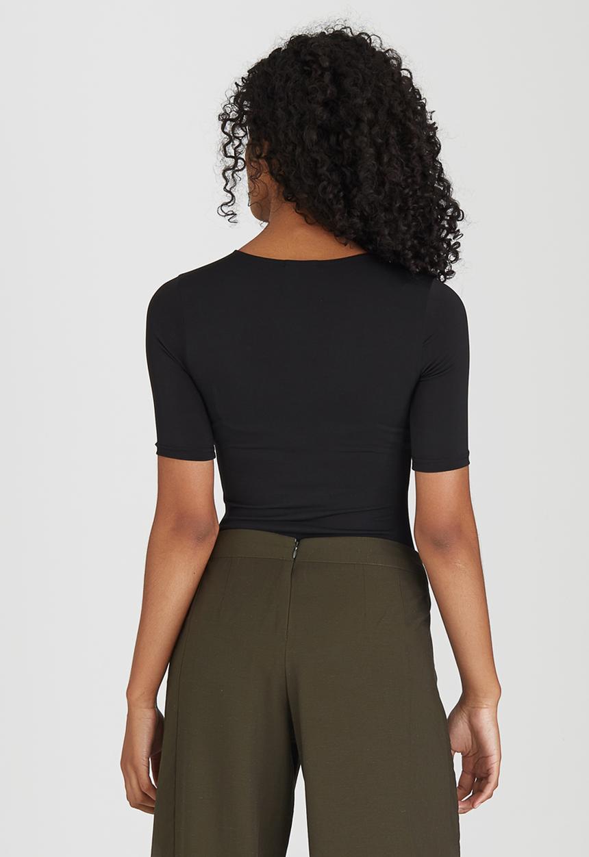 STYLE REPUBLIC - Lace-up Bodysuit Black