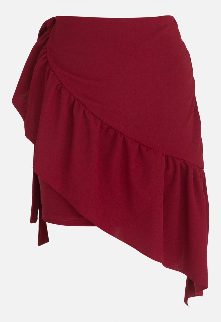 STYLE REPUBLIC - Frill Detail Mini Skirt Burgundy